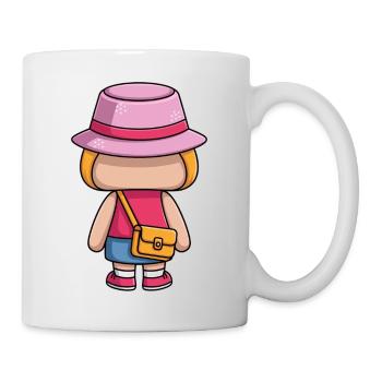 Chapeau rose fille dessin animé tenue - Mug blanc - blanc - Droite