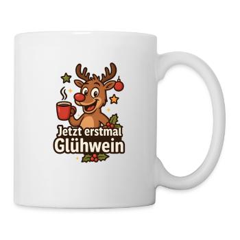 Glühwein Rentier Jetzt Erstmal - Tasse - Weiß - Rechts