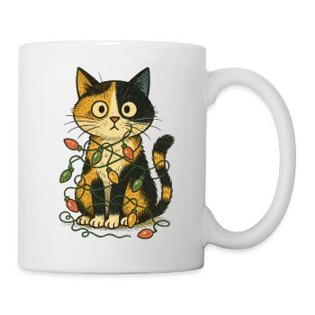 Cat in Christmas Lights - Mug - white - Right