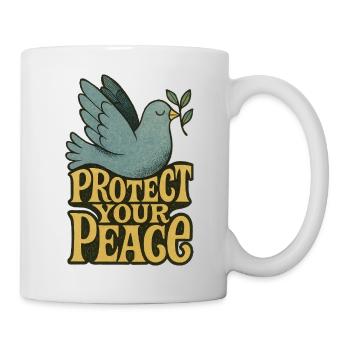 Schützen Sie Ihren Friedenstaube Retro-Druck - Tasse - Weiß - Rechts