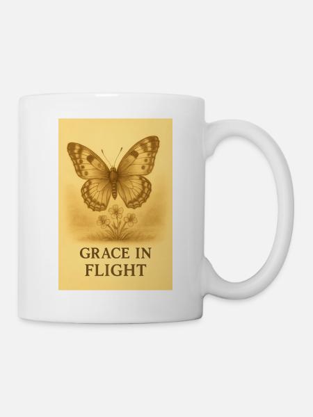 Gnade im Flug Schmetterlingsblüte - Tasse - Weiß