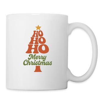 HoHoHo Weihnachtsbaum Typografie - Tasse - Weiß - Rechts