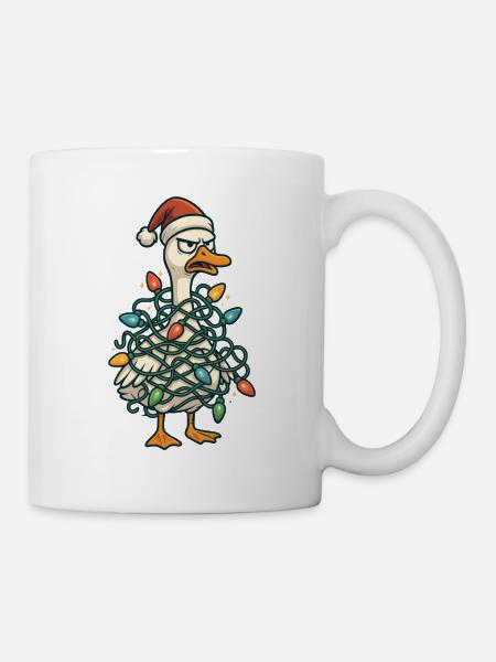 Santa Duck in Weihnachtslichtern - Tasse - Weiß
