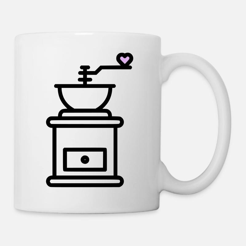 Kaffee-Liebe:  Kaffeemuehle mit Herz Vektor - Tasse - Weiß