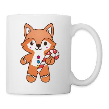 Niedlicher Lebkuchen Fuchs mit Zuckerstange - Tasse - Weiß - Rechts
