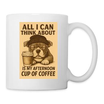 Tired Dog Just Thinks About Coffee Poster - Mug - white - Right