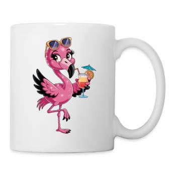 Flamingo Mit Sonnenbrille Und Cocktail Tropischer - Tasse - Weiß - Rechts