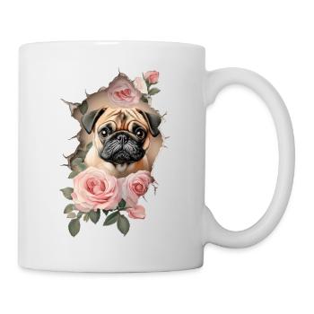 Mops Rosen Vintage - Tasse - Weiß - Rechts