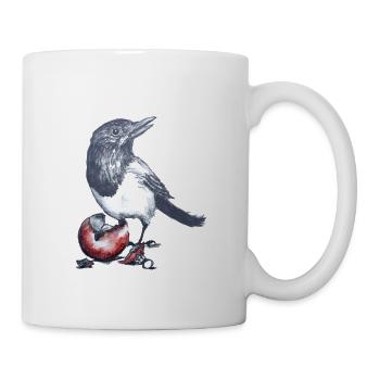 Elster mit Weihnachtsball - Tasse - Weiß - Rechts