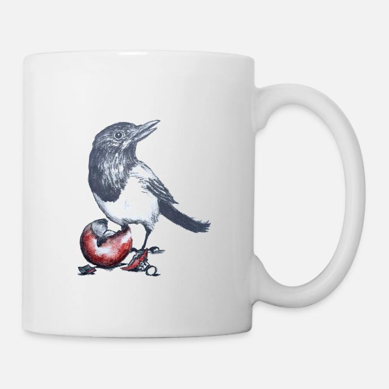 Elster mit Weihnachtsball - Tasse - Weiß