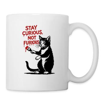 Estampe d’art de chat curieux - Mug blanc - blanc - Droite