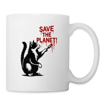 Planetenschutz Katze Kunst - Tasse - Weiß - Rechts