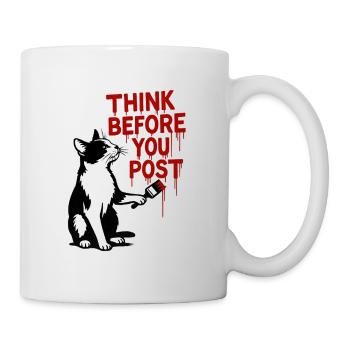 Réfléchissez avant de poster Cat - Mug blanc - blanc - Droite