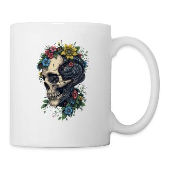 Floral skull and steampunk machine - Mug - white - Right