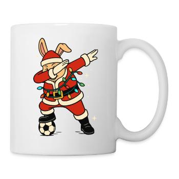 Dabbing Rabbit Santa Claus Football Cute - Mug - white - Right