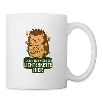 Igel mit Lichterkette - Tasse - Weiß - Rechts