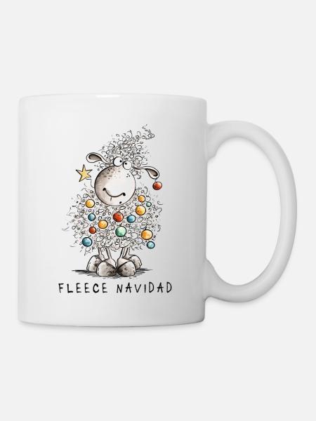 Fleece Navidad Christmas Sheep Cartoon Sheep - Mug - white