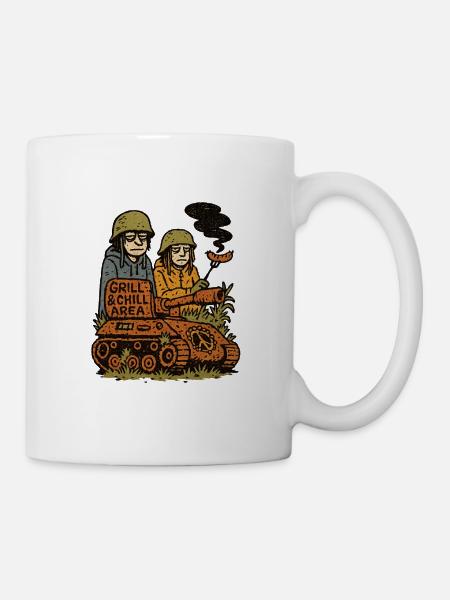 Grill & Chill Battalion - Tasse - Weiß
