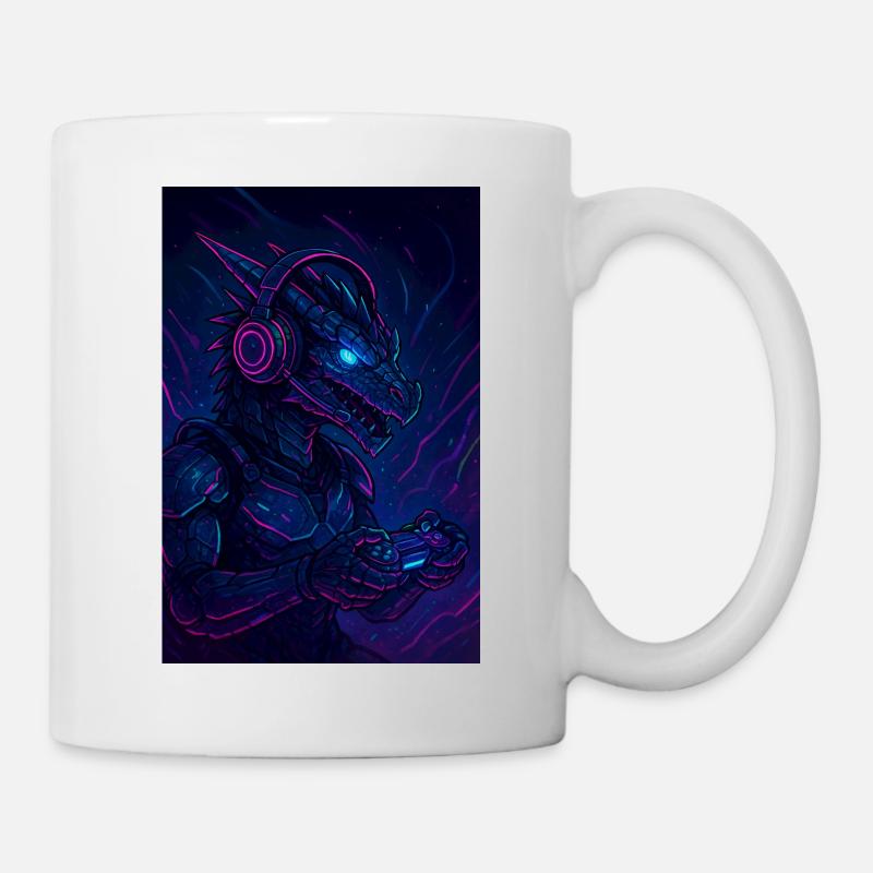 Neon Dragon Gamer - Mug - white
