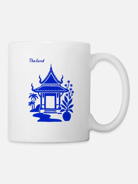 Blauer Thailändischer Pavillon - Tasse - Weiß