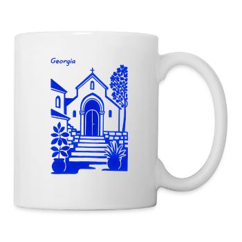 Marches de l’église Bleue de Géorgie - Mug blanc - blanc - Droite