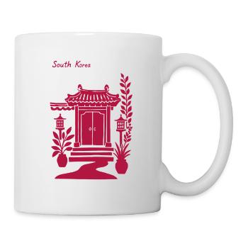 Porte du temple coréen en rose - Mug blanc - blanc - Droite