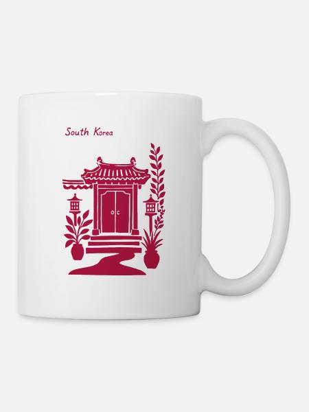 Porte du temple coréen en rose - Mug blanc - blanc