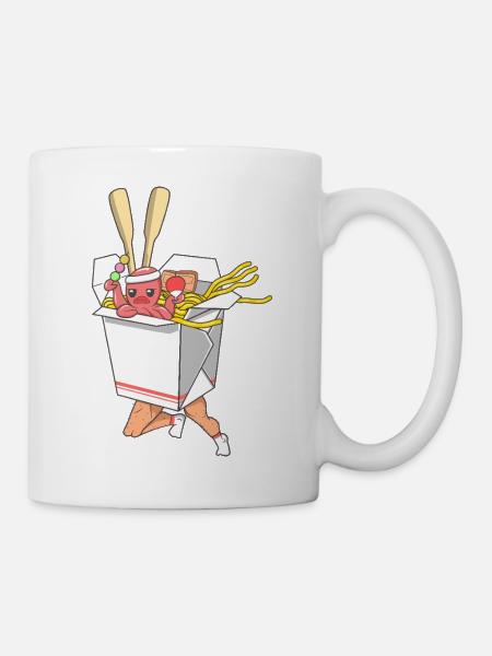 Laufender Nudelkämpfer in lustigen Takeout-Box-Kunst - Tasse - Weiß