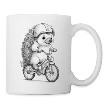 Igelfahrer auf Vintage-Motorrad - Tasse - Weiß - Rechts