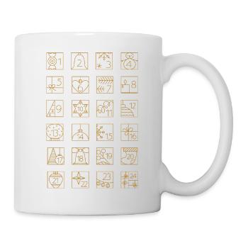 Adventskalender Gold Kariert Geometrisches Muster - Tasse - Weiß - Rechts