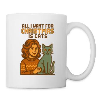 All I want for Christmas Katzen - Tasse - Weiß - Rechts