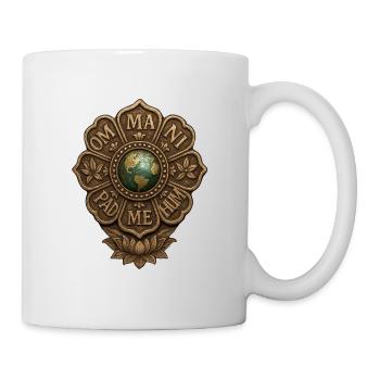 Sacred Lotus Earth Mandala Om Mani Padme Hum Shirt - Mug - white - Right