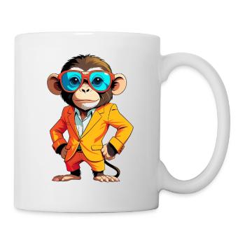 Bunter Affe Im Anzug Mit Sonnenbrille - Tasse - Weiß - Rechts