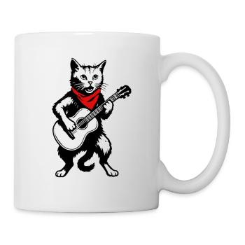 Cat with guitar and bandana - Mug - white - Right