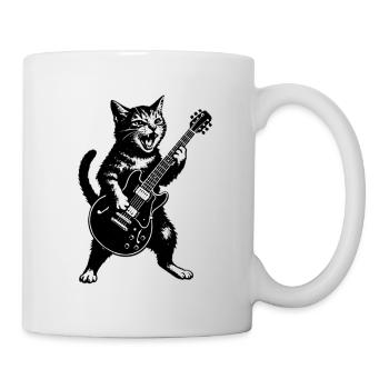 Katzen Gitarrist Punk Illustration - Tasse - Weiß - Rechts