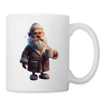 Grumpy Winter Grandpa with Coffee Mug Santa - Mug - white - Right