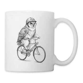 Owl on a Grey Bicycle - Mug - white - Right