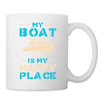 Boot als Happy Place – maritimes Motiv - Tasse - Weiß - Rechts