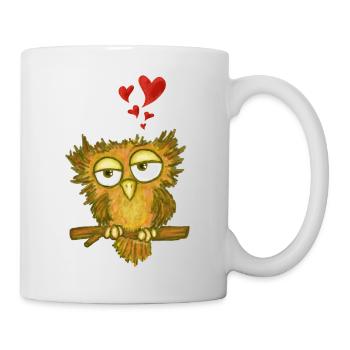 Hibou amoureux - Mug blanc - blanc - Droite