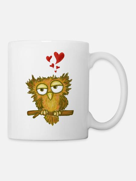 Verliebte Eule - Tasse - Weiß