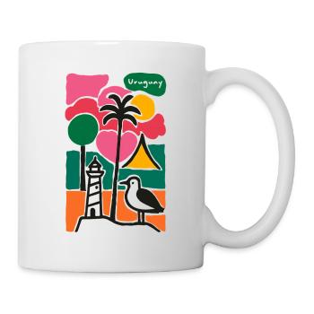 Strandpalmen Leuchtturm Abendrot - Tasse - Weiß - Rechts