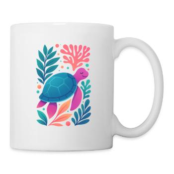 Farbenfrohe Korallen-Schildkröte - Tasse - Weiß - Rechts