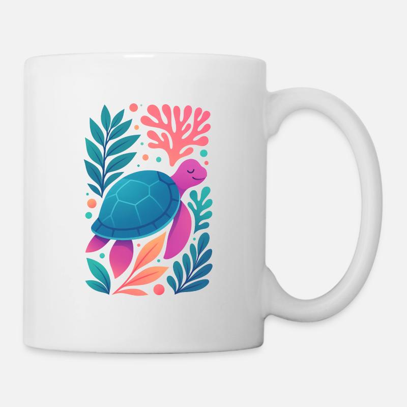 Farbenfrohe Korallen-Schildkröte - Tasse - Weiß