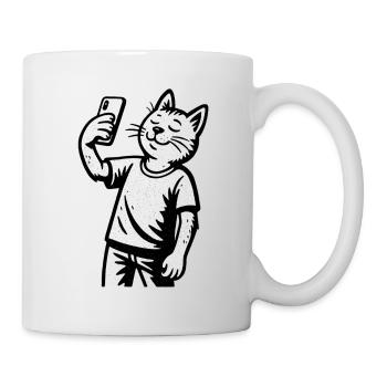 Selfie cat in sketch style - Mug - white - Right