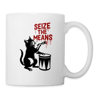 Katzentrommler im Tropfen-Style - Tasse - Weiß - Rechts