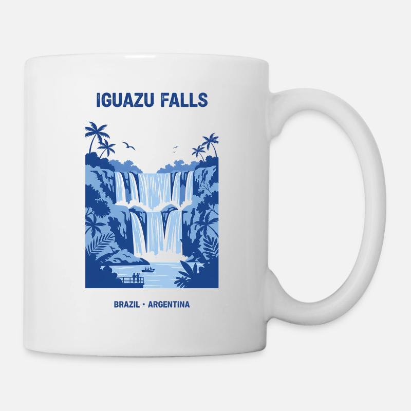Iguazu Falls Blue Waterfall Design - Mug - white