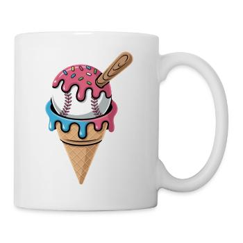 Baseball Eiscreme Waffel Mit Schlaeger Streuseln - Tasse - Weiß - Rechts
