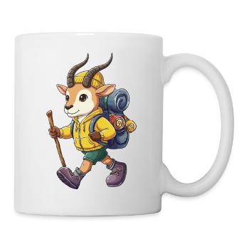 Niedliche Antilopen-Wander-Camping-Abenteuer-Rucksacktouristin - Tasse - Weiß - Rechts