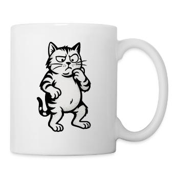 Nachdenklicher Kater Cartoon - Tasse - Weiß - Rechts