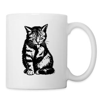 Silhouette de la langue du chat noir - Mug blanc - blanc - Droite